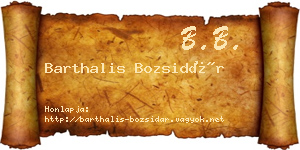 Barthalis Bozsidár névjegykártya